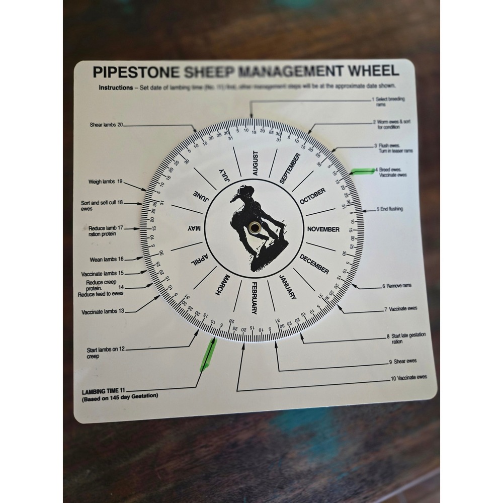 Pipestone Sheep Management Wheel Lambing Gestation Calendar Livestock Tool